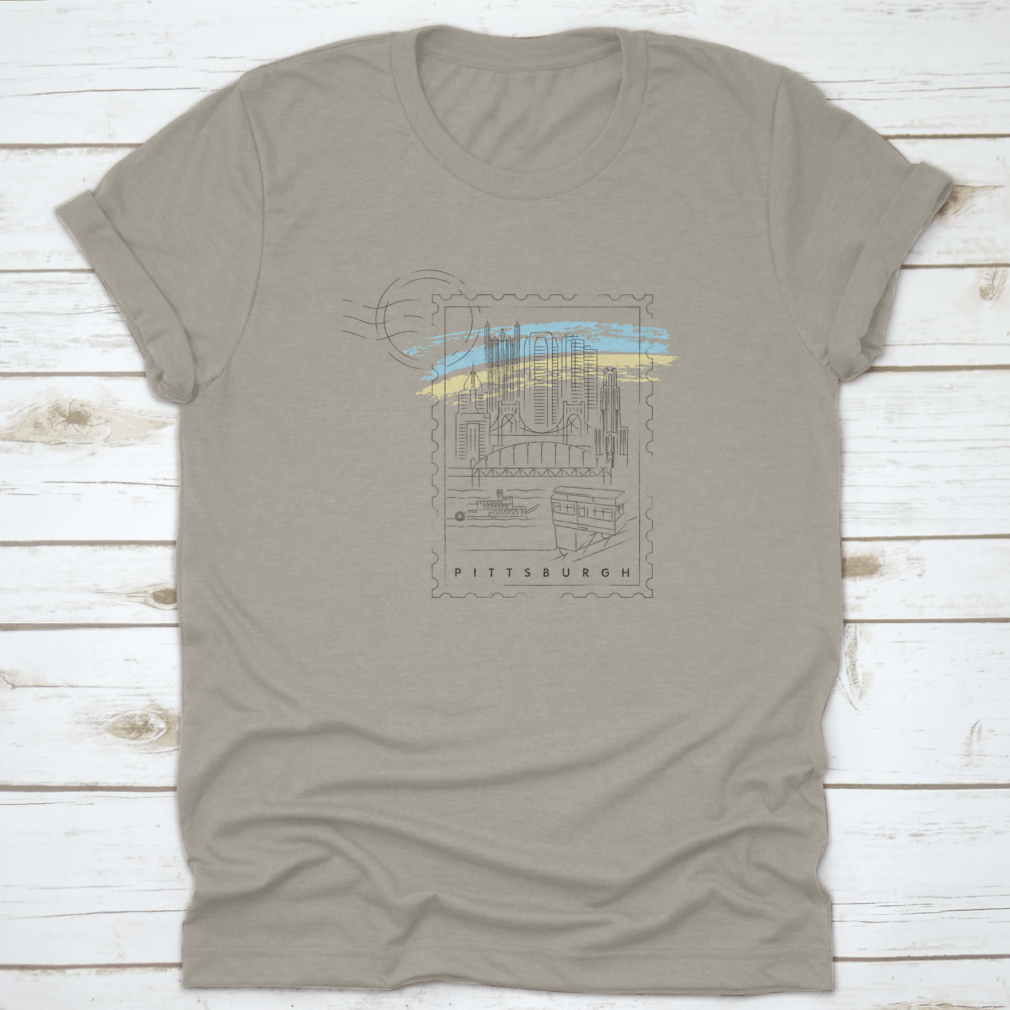 Pittsburgh Skyline Vector Illustration shirt featuring a unique design on a comfortable cotton fabric.