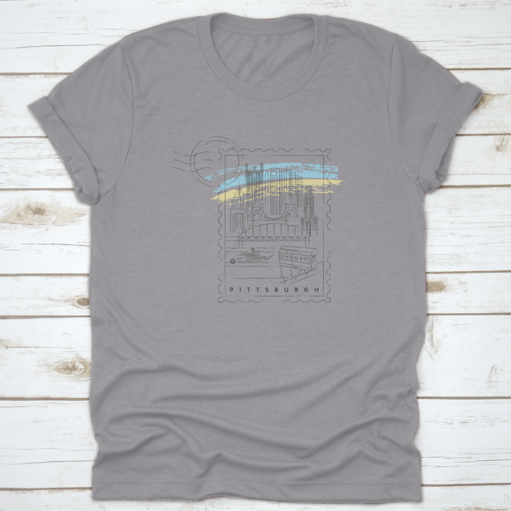 Pittsburgh Skyline Vector Illustration shirt featuring a unique design on a comfortable cotton fabric.