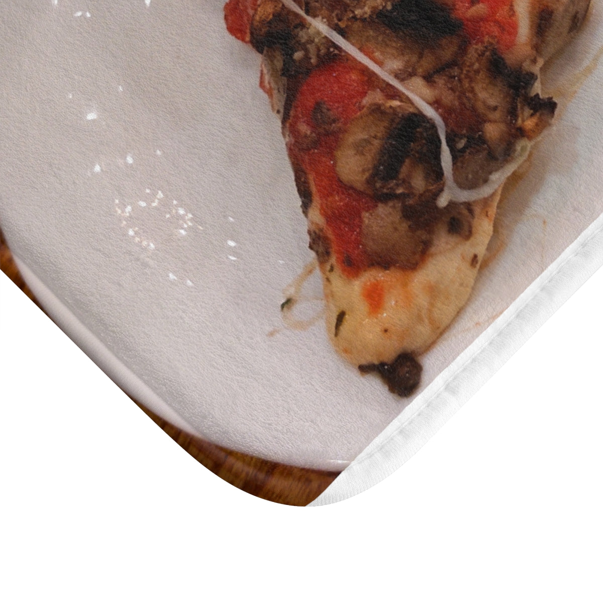 Colorful Pizza Bath Mat with anti-slip backing, perfect for bathroom decor.