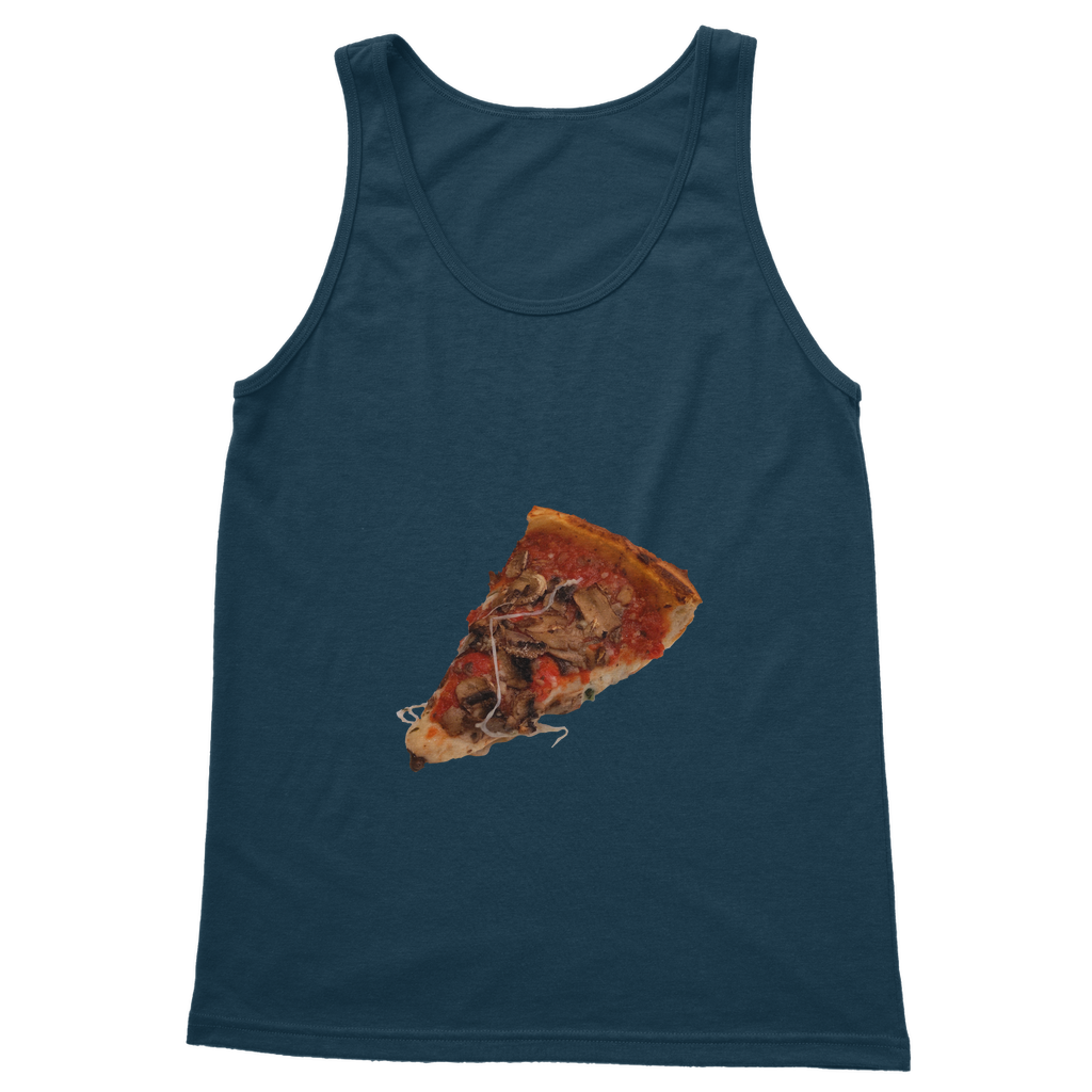 Pizza Classic Adult Vest Top in various colors, showcasing its unisex design and high-quality fabric.