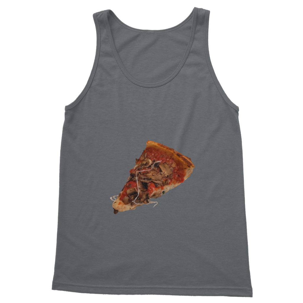 Pizza Classic Adult Vest Top in various colors, showcasing its unisex design and high-quality fabric.