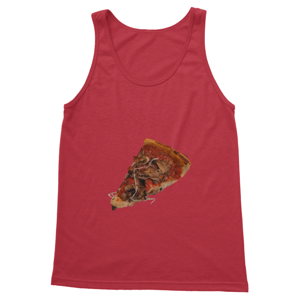 Pizza Classic Adult Vest Top in various colors, showcasing its unisex design and high-quality fabric.