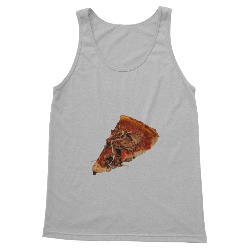 Pizza Classic Adult Vest Top in various colors, showcasing its unisex design and high-quality fabric.