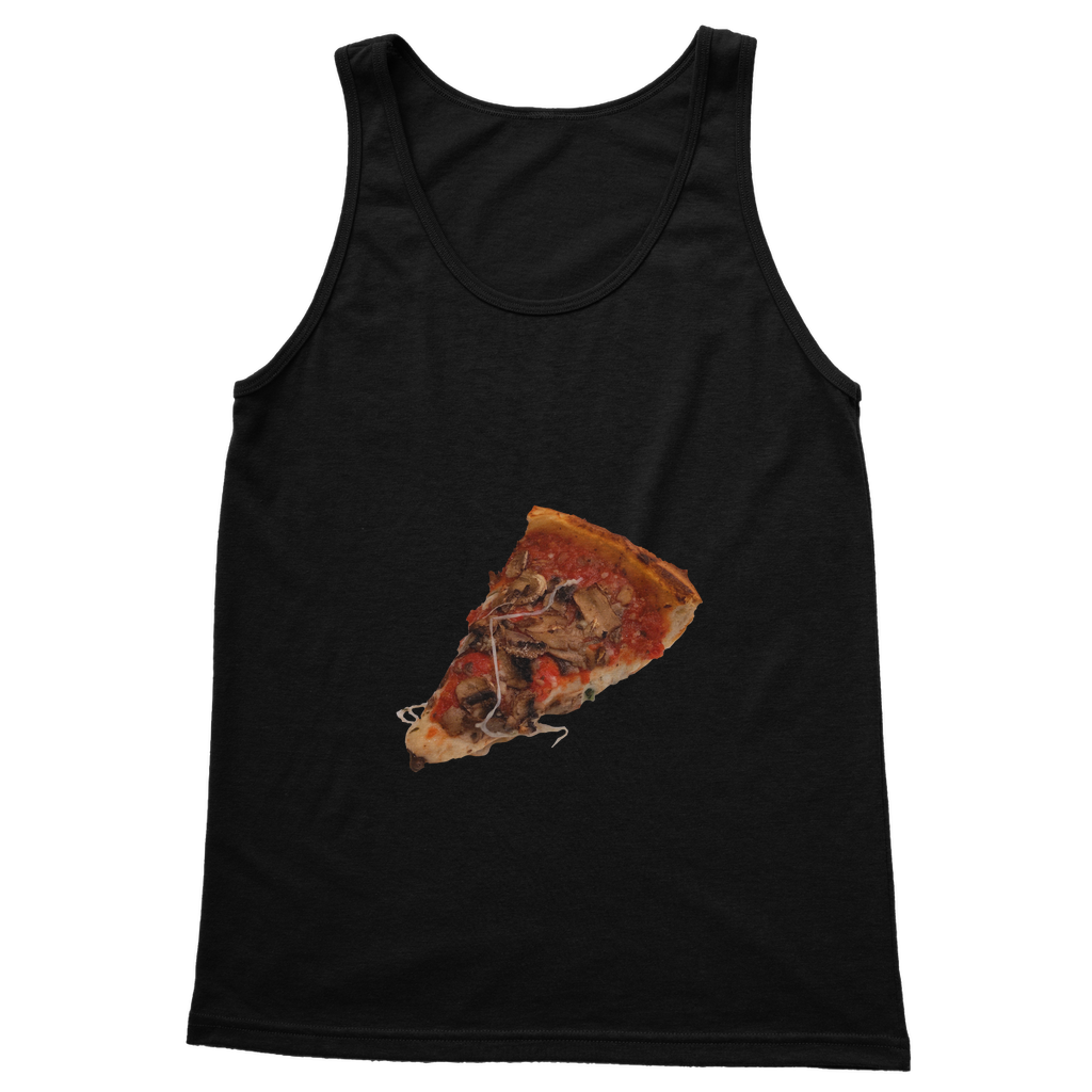 Pizza Classic Adult Vest Top in various colors, showcasing its unisex design and high-quality fabric.