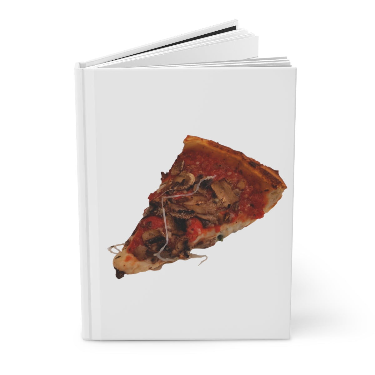 Pizza Hardcover Journal with customizable matte cover and lined pages, perfect for personal journaling.