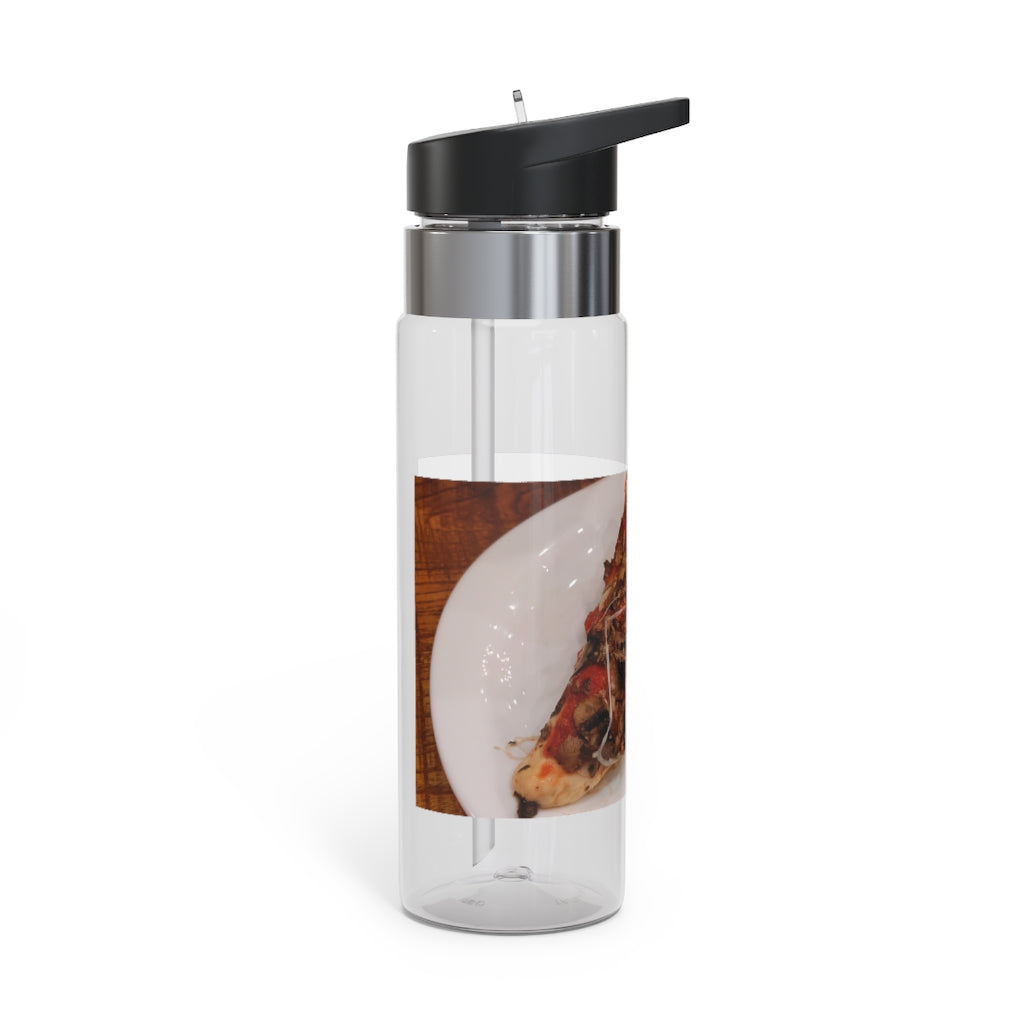 Pizza on Plate Kensington Tritan™ Sport Bottle, 20oz, featuring a stylish design, screw-on lid, and carabiner hook for easy carrying.