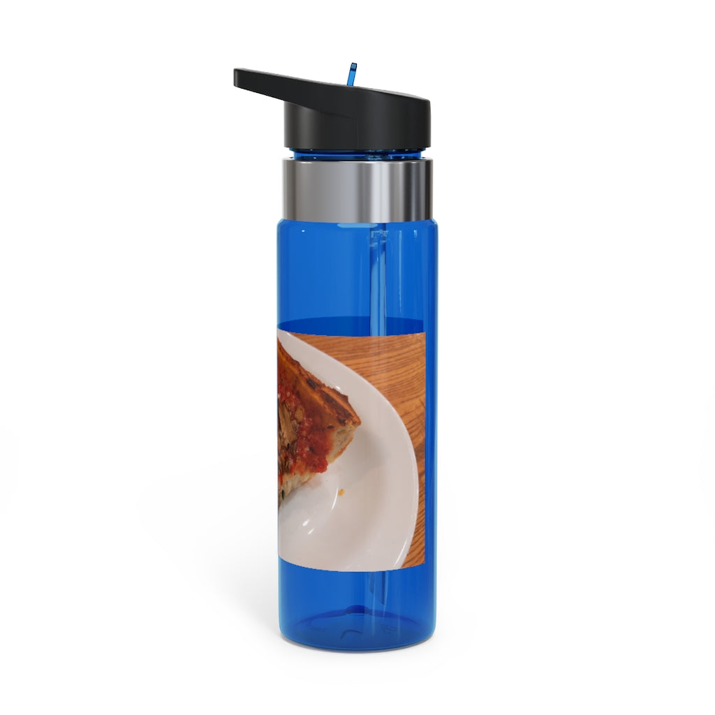 Pizza on Plate Kensington Tritan™ Sport Bottle, 20oz, featuring a stylish design, screw-on lid, and carabiner hook for easy carrying.