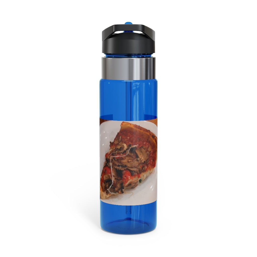 Pizza on Plate Kensington Tritan™ Sport Bottle, 20oz, featuring a stylish design, screw-on lid, and carabiner hook for easy carrying.