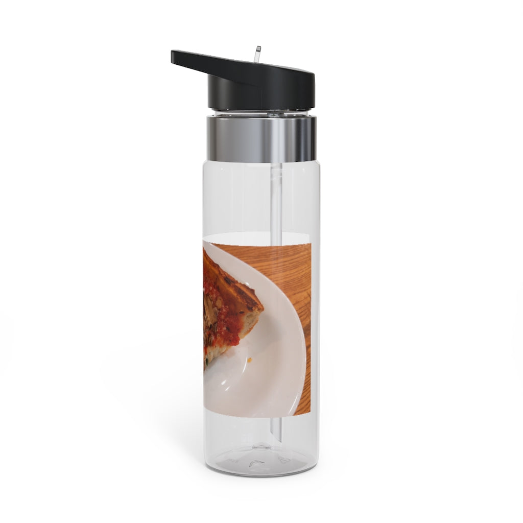 Pizza on Plate Kensington Tritan™ Sport Bottle, 20oz, featuring a stylish design, screw-on lid, and carabiner hook for easy carrying.