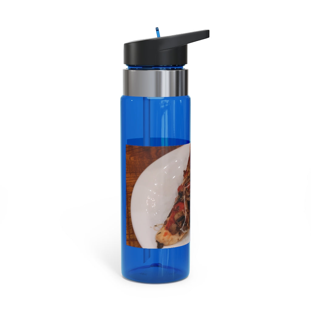 Pizza on Plate Kensington Tritan™ Sport Bottle, 20oz, featuring a stylish design, screw-on lid, and carabiner hook for easy carrying.