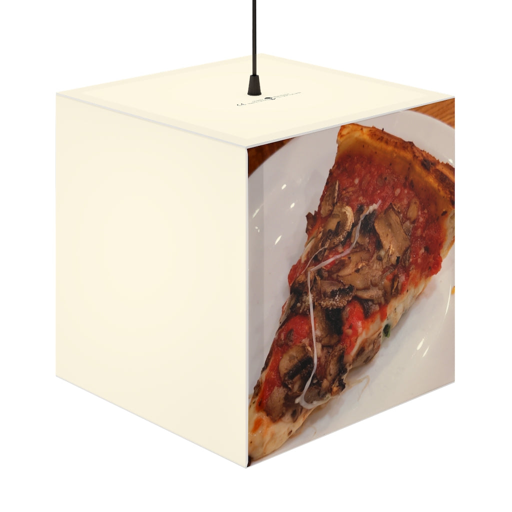 A stylish Pizza on Plate Light Cube Lamp showcasing its unique cube design and soft glow, perfect for indoor decoration.