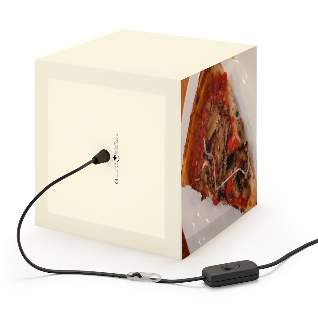 A stylish Pizza on Plate Light Cube Lamp showcasing its unique cube design and soft glow, perfect for indoor decoration.