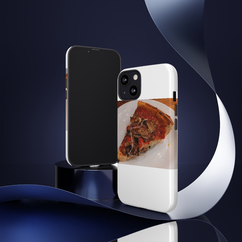 Pizza on Plate Tough Case featuring a vibrant pizza design with dual-layer protection for smartphones.