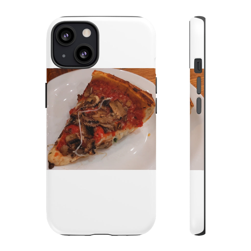 Pizza on Plate Tough Case featuring a vibrant pizza design with dual-layer protection for smartphones.