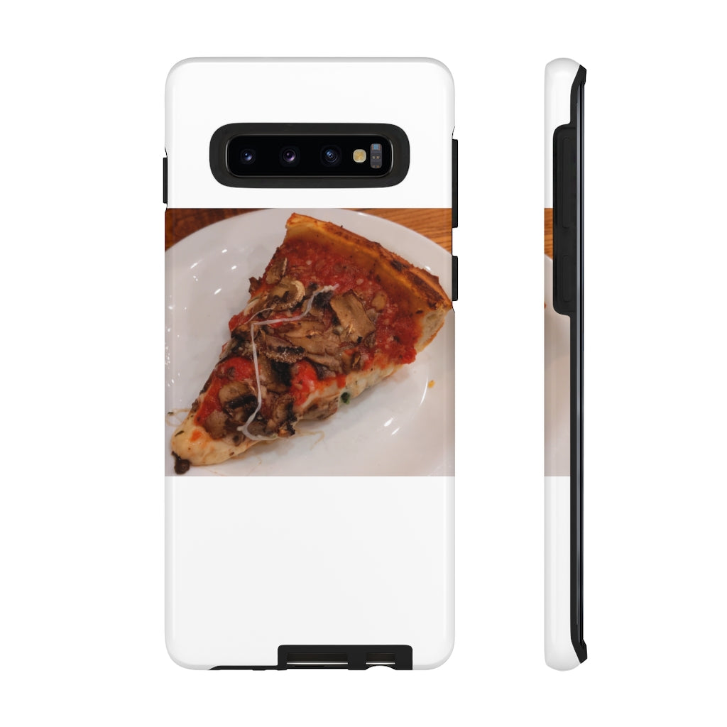 Pizza on Plate Tough Case featuring a vibrant pizza design with dual-layer protection for smartphones.