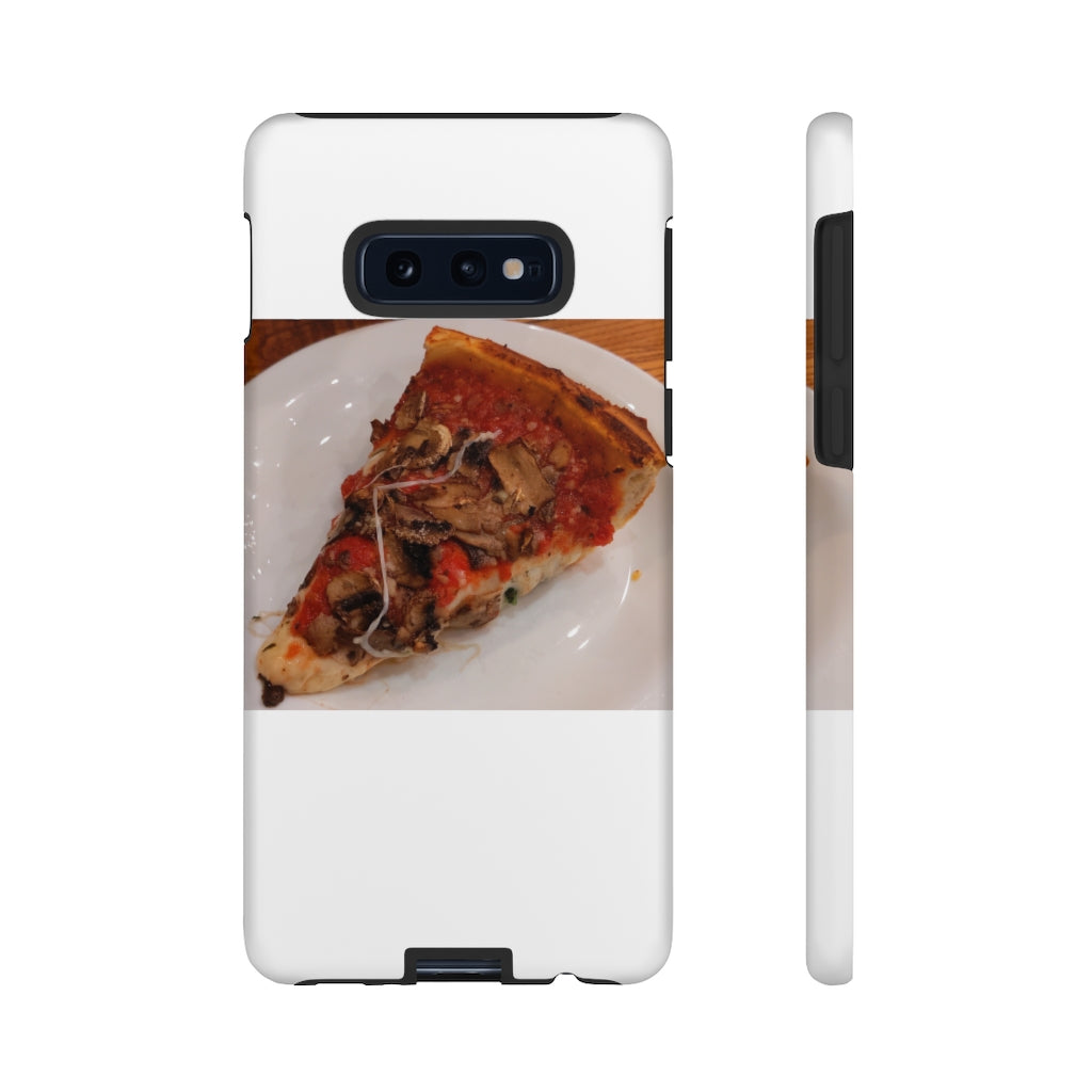 Pizza on Plate Tough Case featuring a vibrant pizza design with dual-layer protection for smartphones.