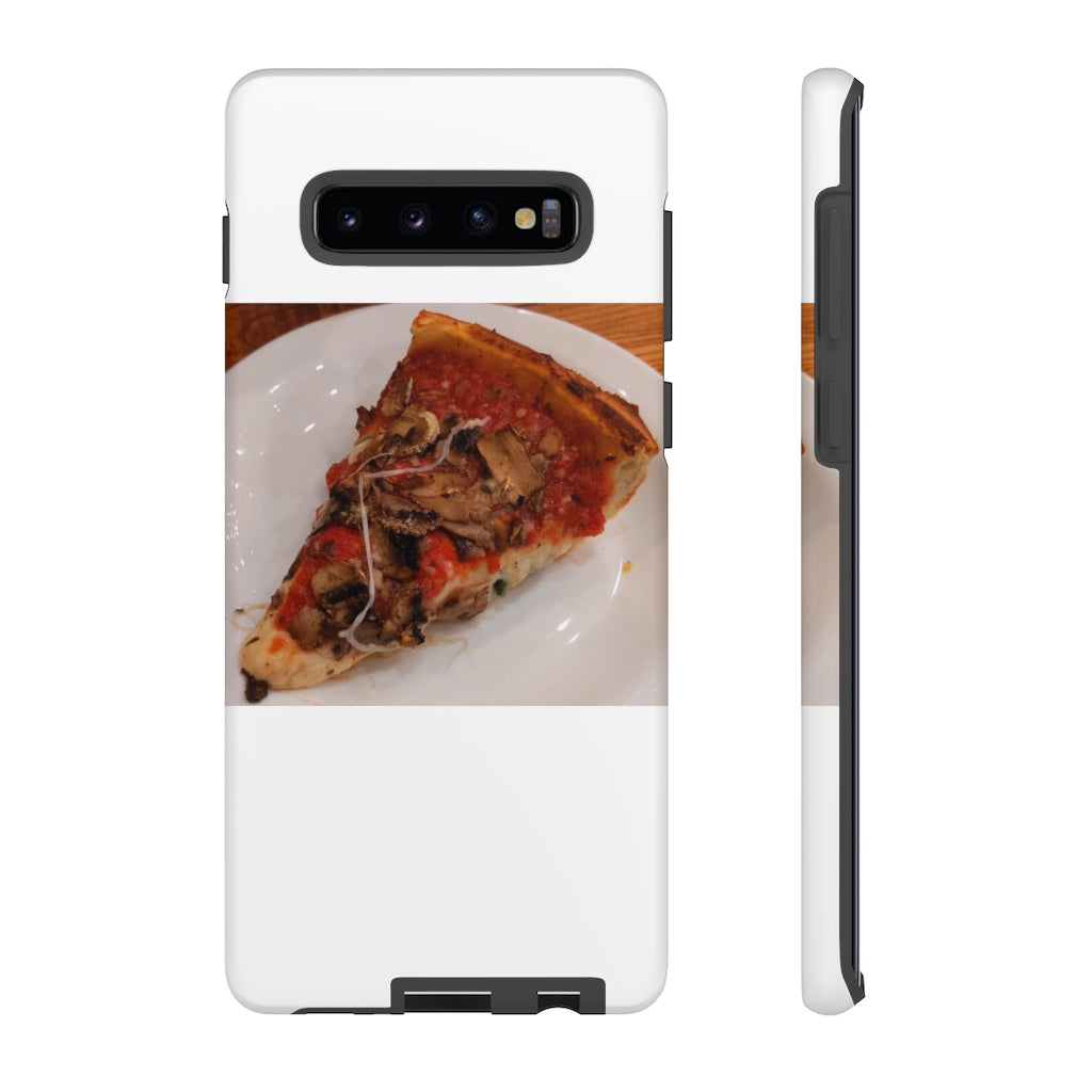 Pizza on Plate Tough Case featuring a vibrant pizza design with dual-layer protection for smartphones.