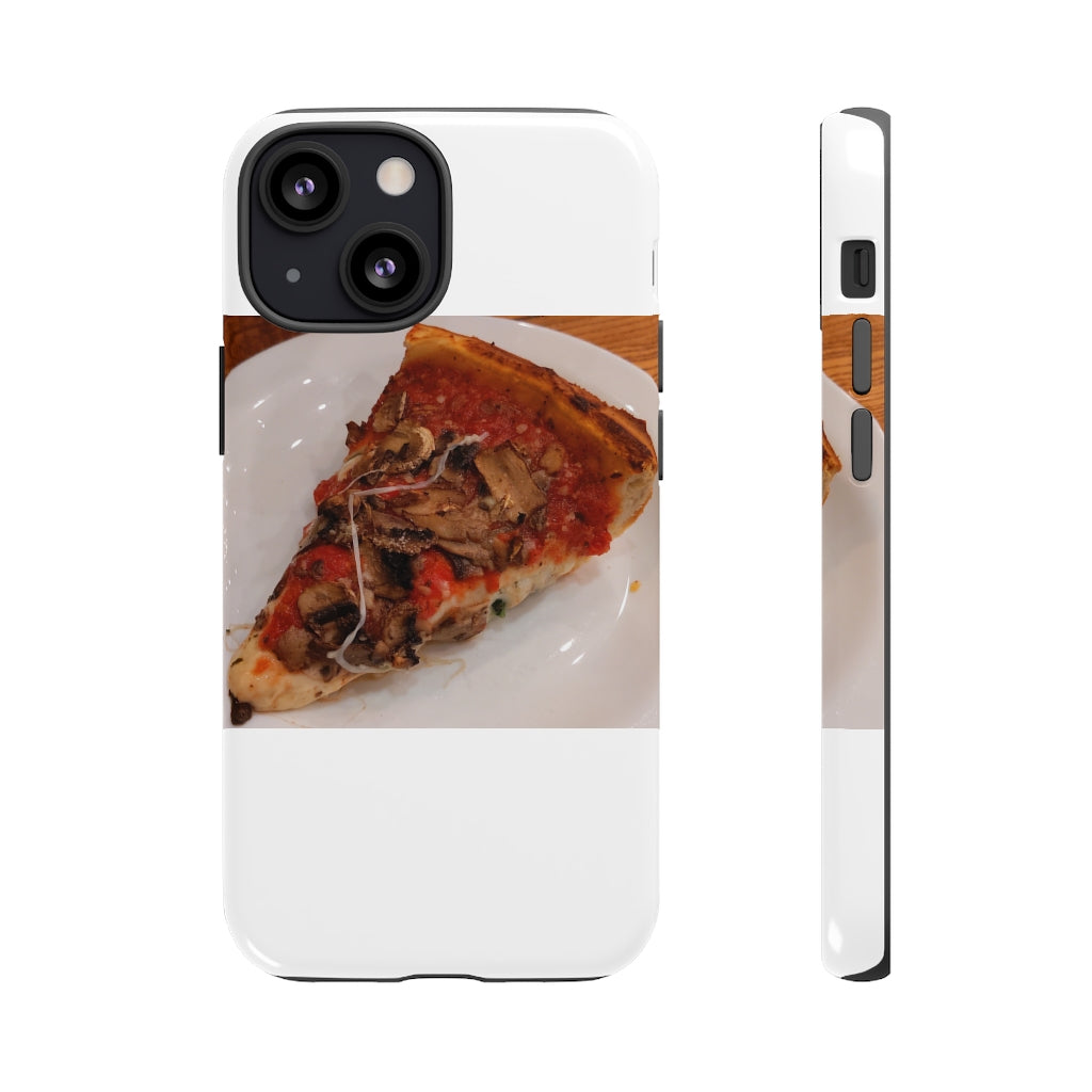 Pizza on Plate Tough Case featuring a vibrant pizza design with dual-layer protection for smartphones.