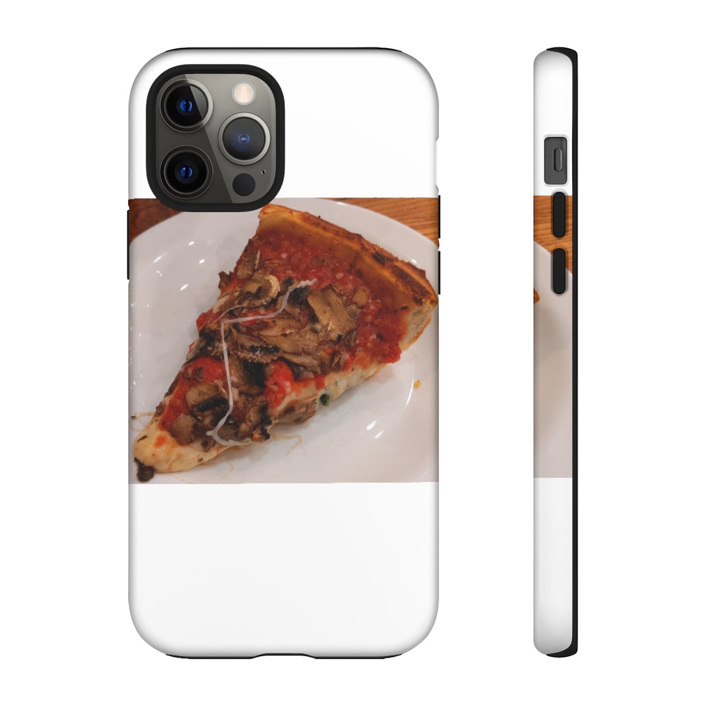 Pizza on Plate Tough Case featuring a vibrant pizza design with dual-layer protection for smartphones.