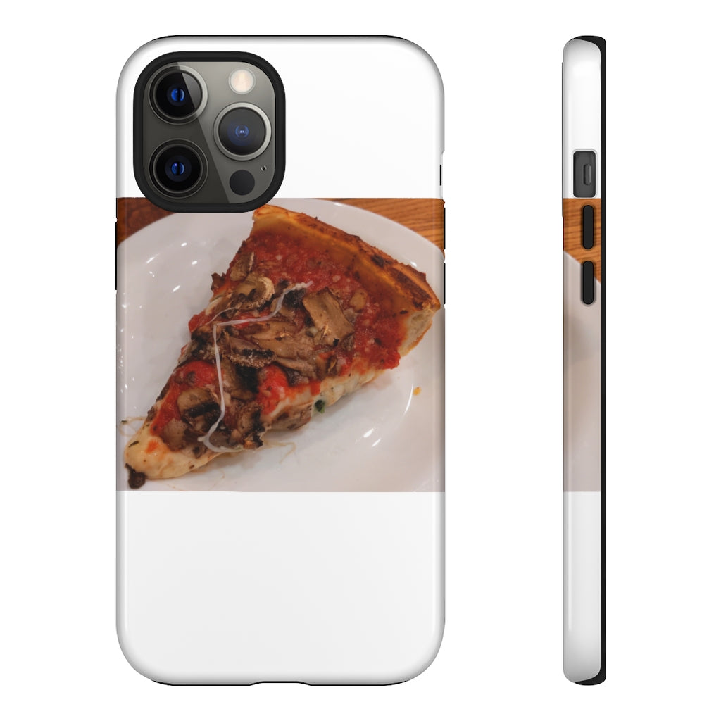 Pizza on Plate Tough Case featuring a vibrant pizza design with dual-layer protection for smartphones.