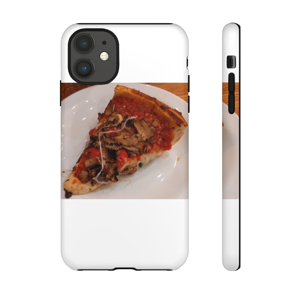 Pizza on Plate Tough Case featuring a vibrant pizza design with dual-layer protection for smartphones.