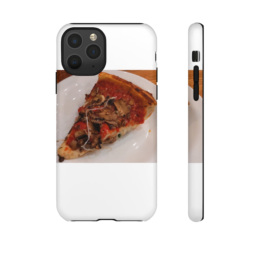 Pizza on Plate Tough Case featuring a vibrant pizza design with dual-layer protection for smartphones.