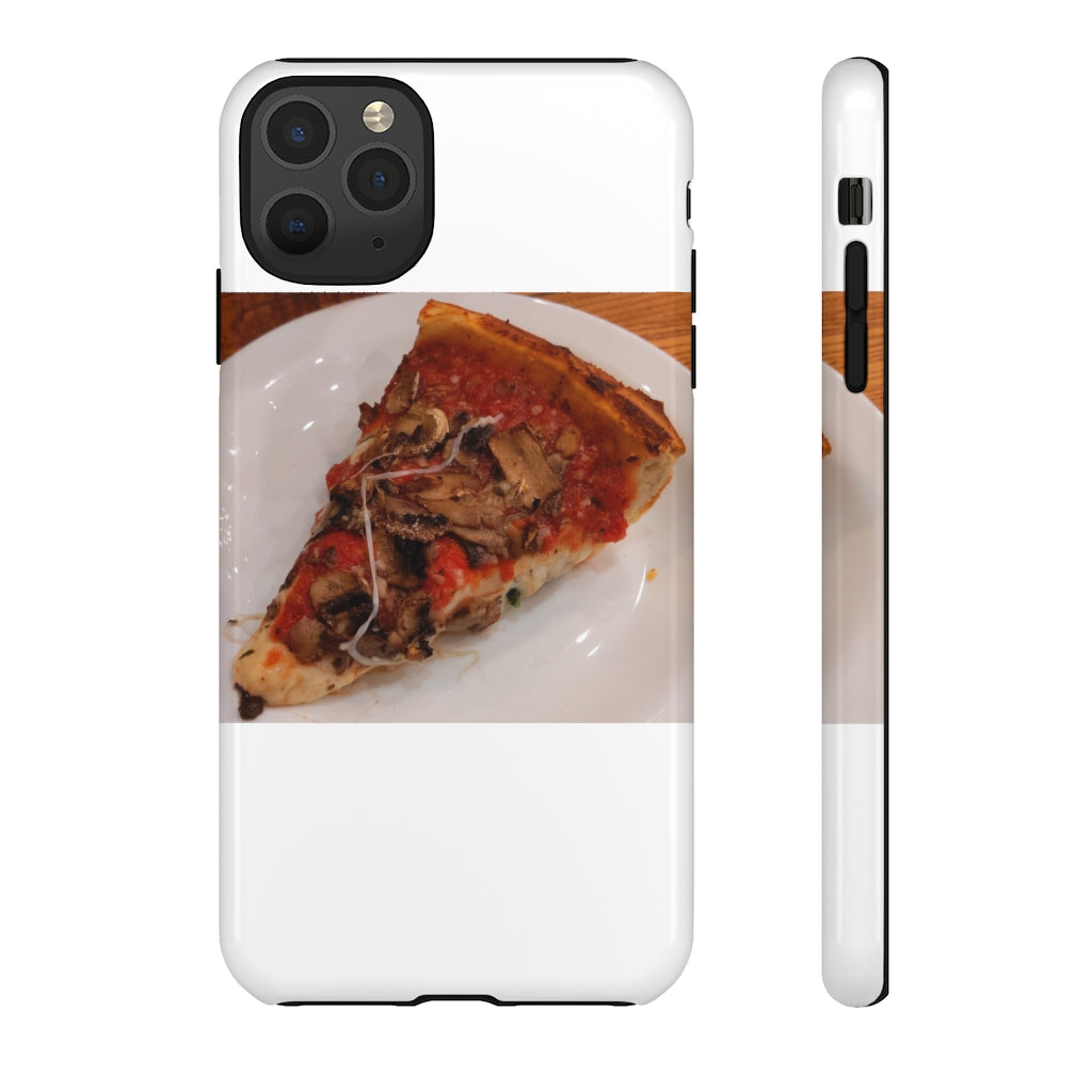 Pizza on Plate Tough Case featuring a vibrant pizza design with dual-layer protection for smartphones.