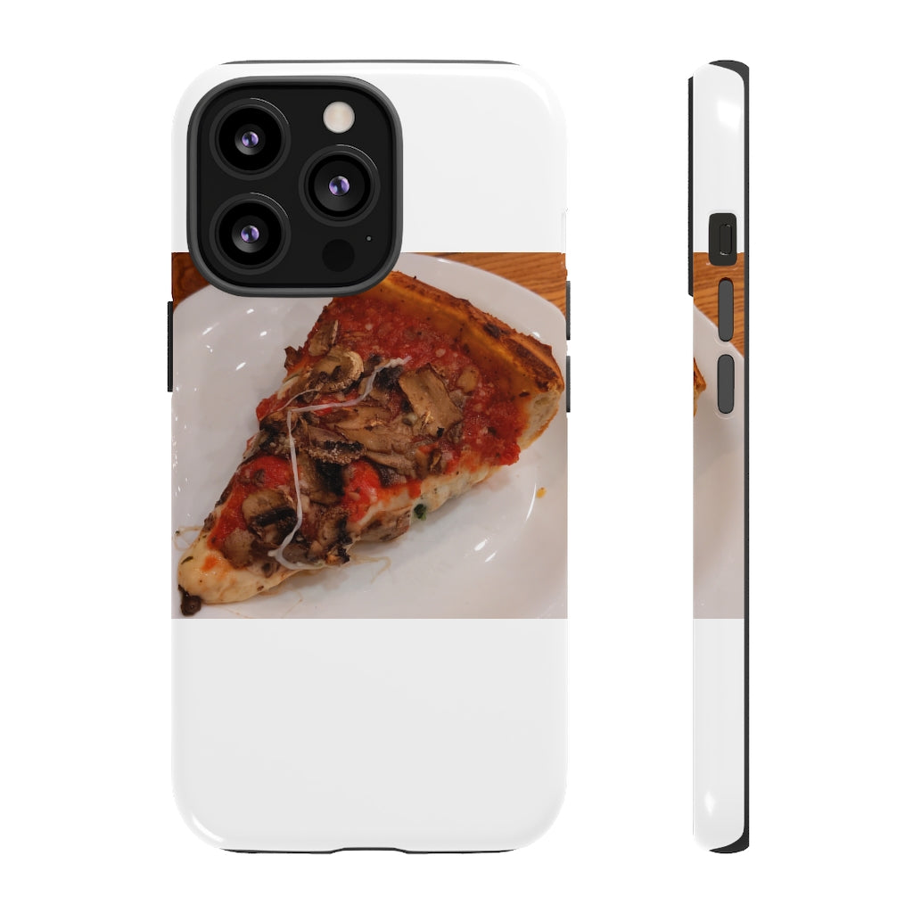 Pizza on Plate Tough Case featuring a vibrant pizza design with dual-layer protection for smartphones.