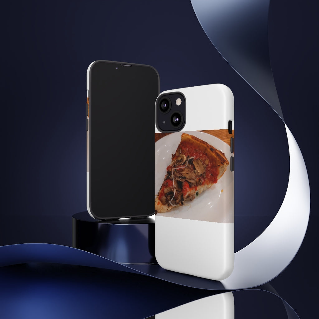 Pizza on Plate Tough Case featuring a vibrant pizza design with dual-layer protection for smartphones.