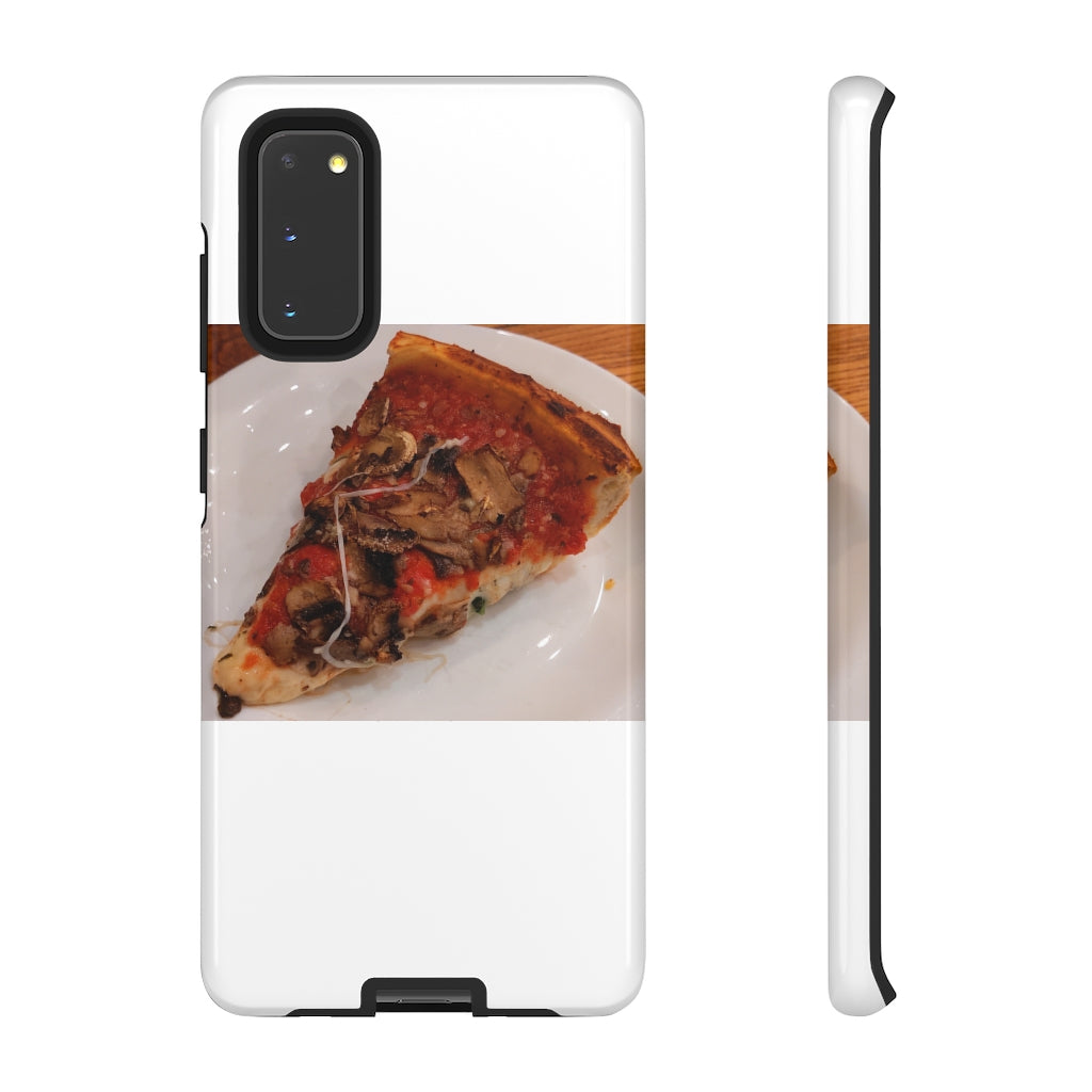 Pizza on Plate Tough Case featuring a vibrant pizza design with dual-layer protection for smartphones.