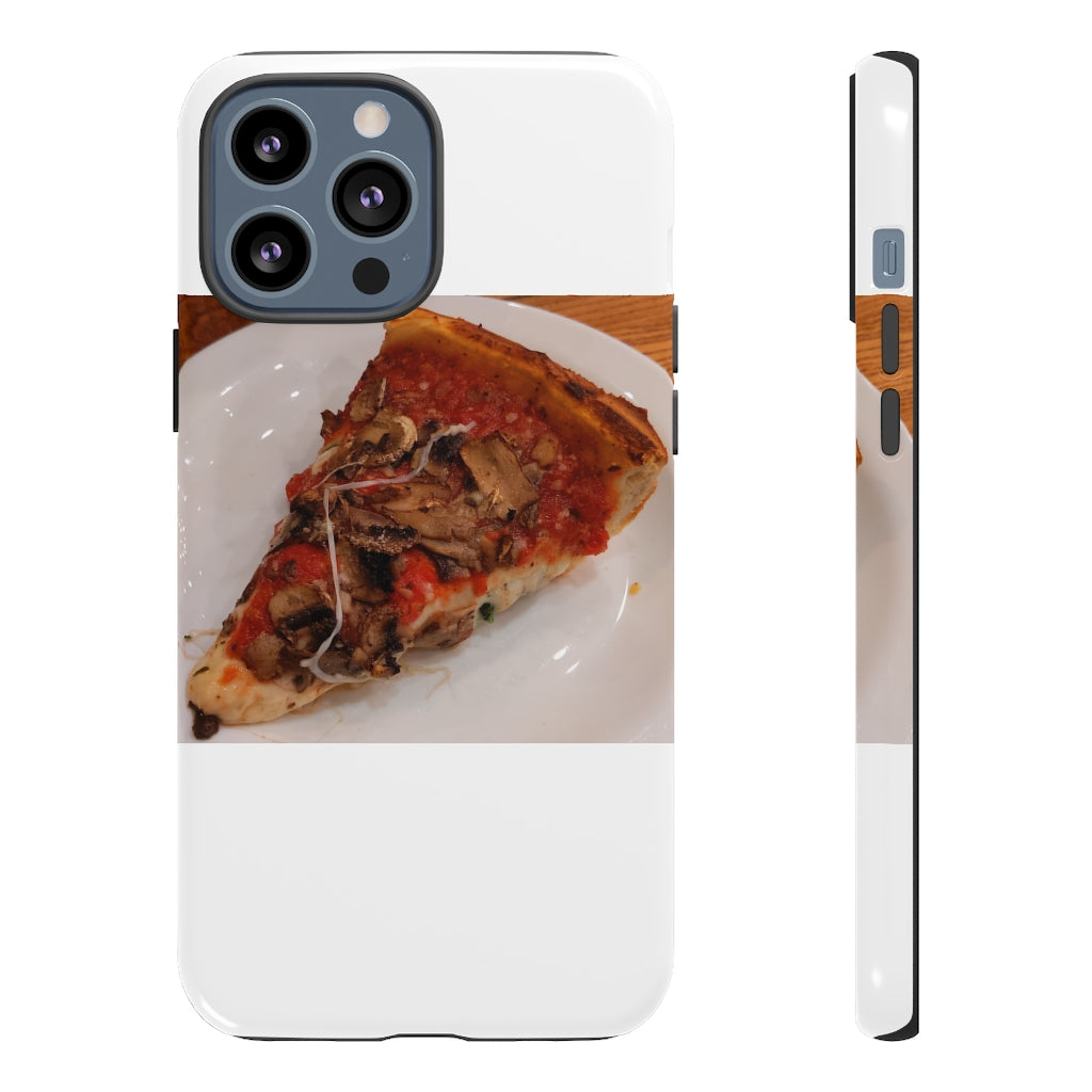 Pizza on Plate Tough Case featuring a vibrant pizza design with dual-layer protection for smartphones.