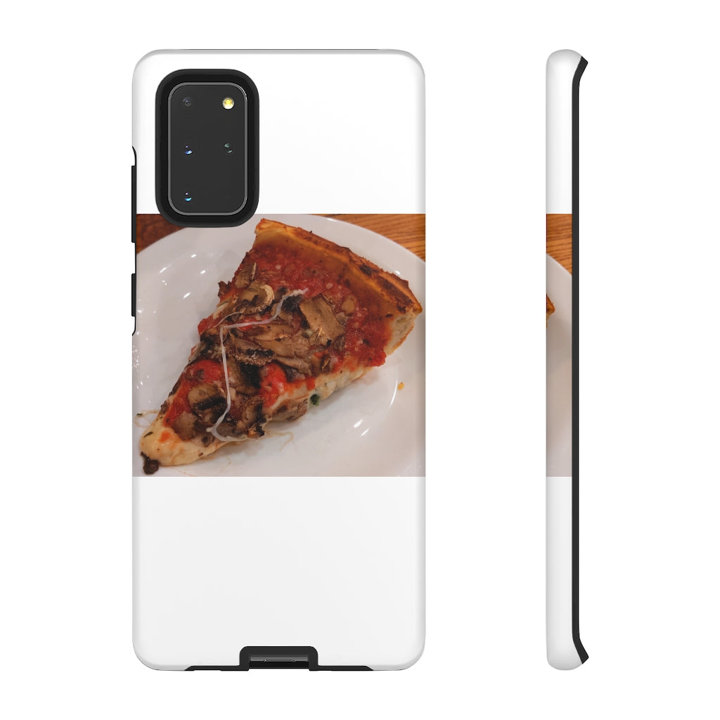 Pizza on Plate Tough Case featuring a vibrant pizza design with dual-layer protection for smartphones.