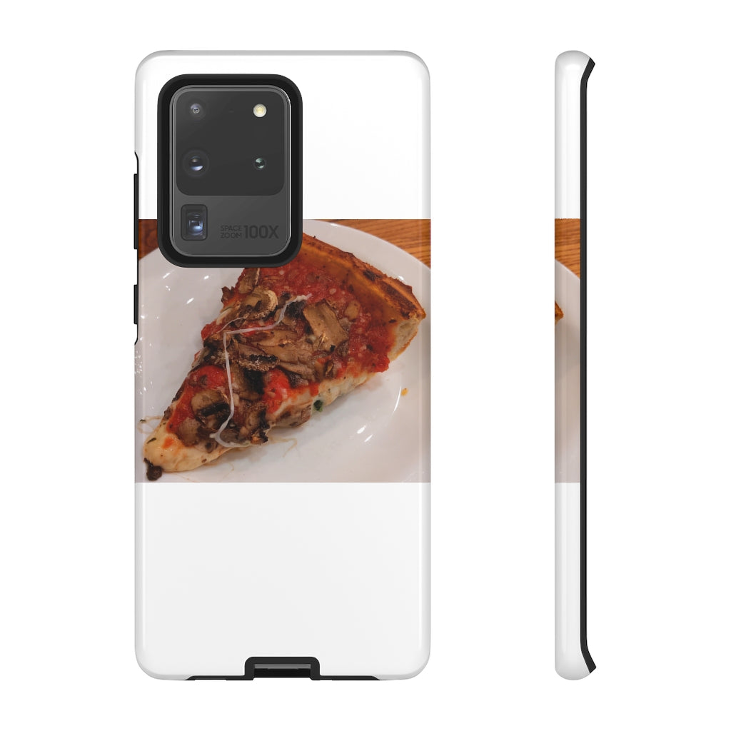 Pizza on Plate Tough Case featuring a vibrant pizza design with dual-layer protection for smartphones.