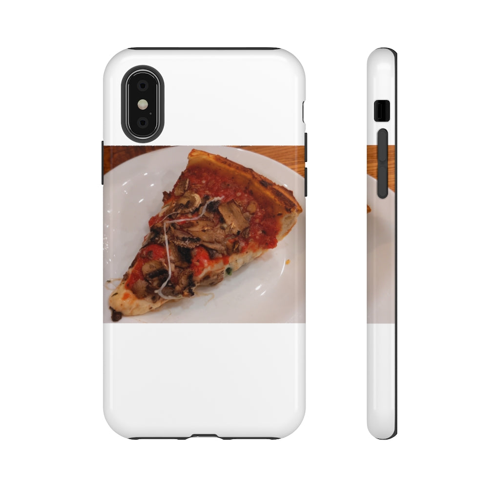 Pizza on Plate Tough Case featuring a vibrant pizza design with dual-layer protection for smartphones.