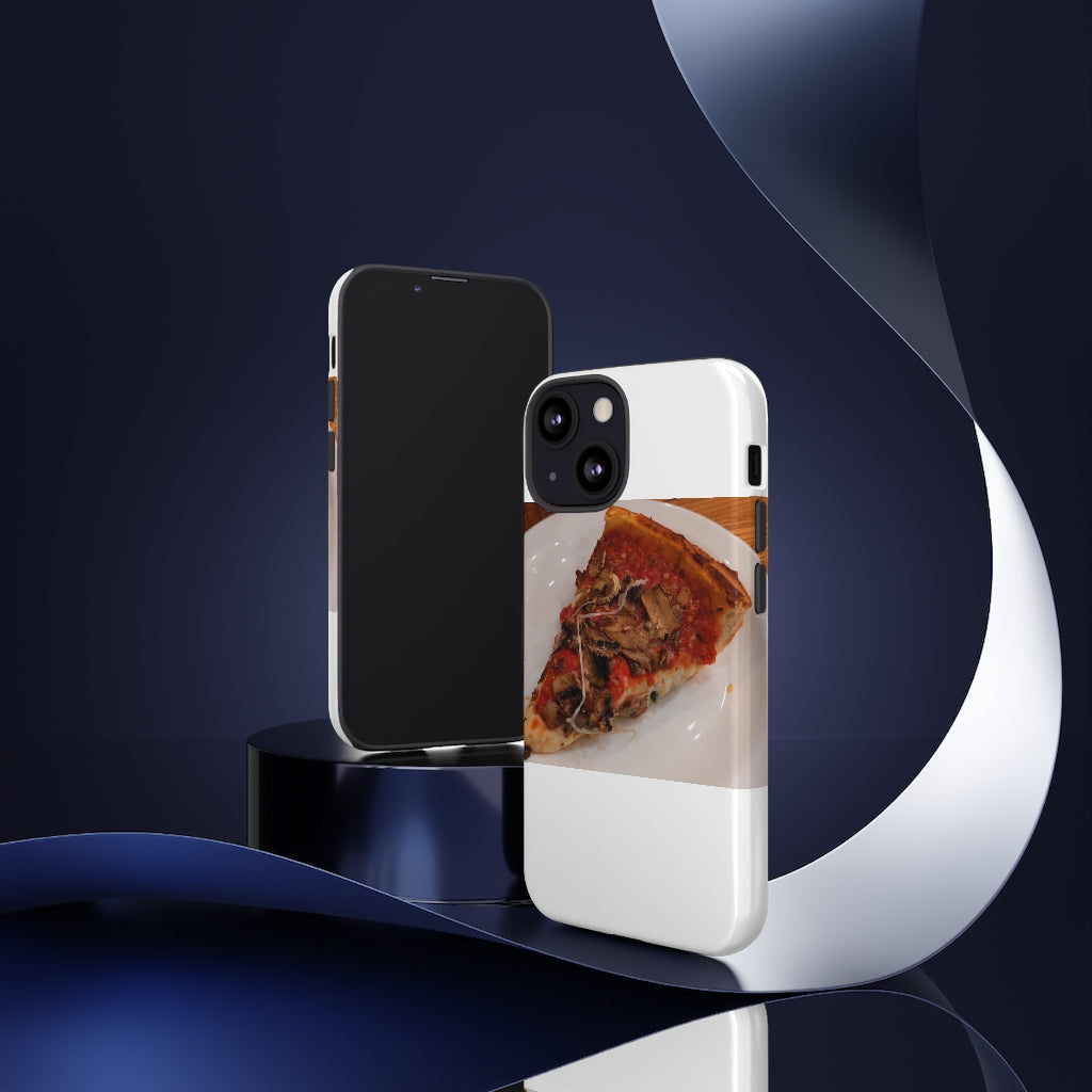 Pizza on Plate Tough Case featuring a vibrant pizza design with dual-layer protection for smartphones.