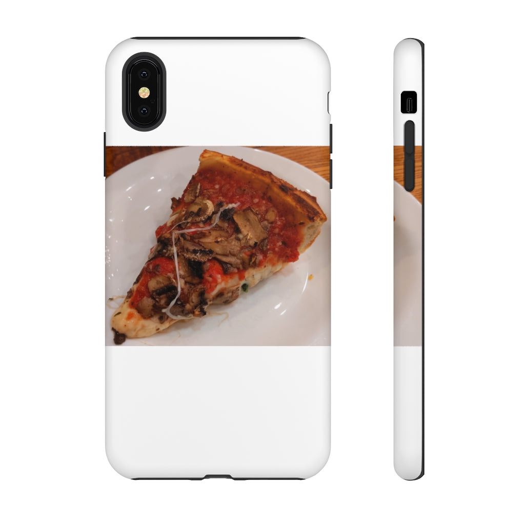 Pizza on Plate Tough Case featuring a vibrant pizza design with dual-layer protection for smartphones.