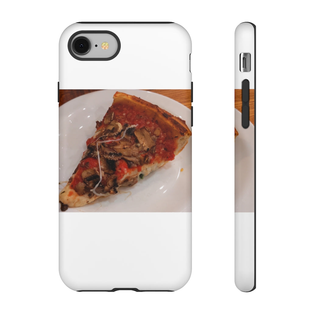 Pizza on Plate Tough Case featuring a vibrant pizza design with dual-layer protection for smartphones.