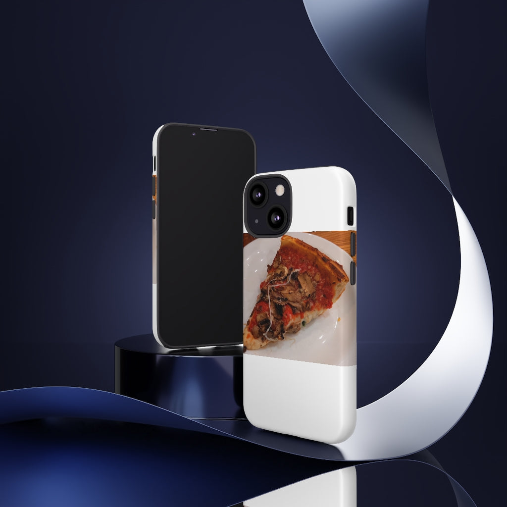 Pizza on Plate Tough Case featuring a vibrant pizza design with dual-layer protection for smartphones.