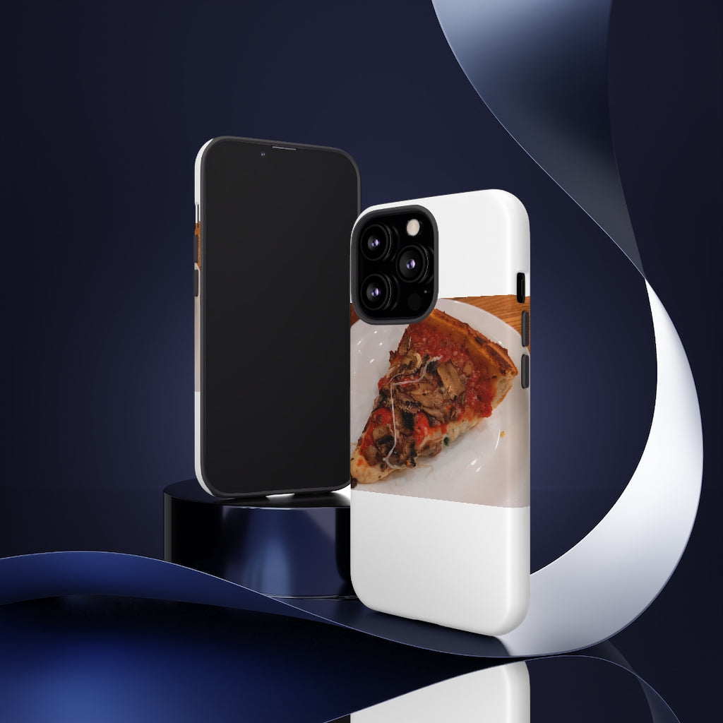 Pizza on Plate Tough Case featuring a vibrant pizza design with dual-layer protection for smartphones.