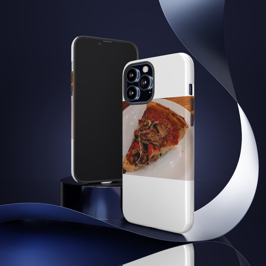 Pizza on Plate Tough Case featuring a vibrant pizza design with dual-layer protection for smartphones.