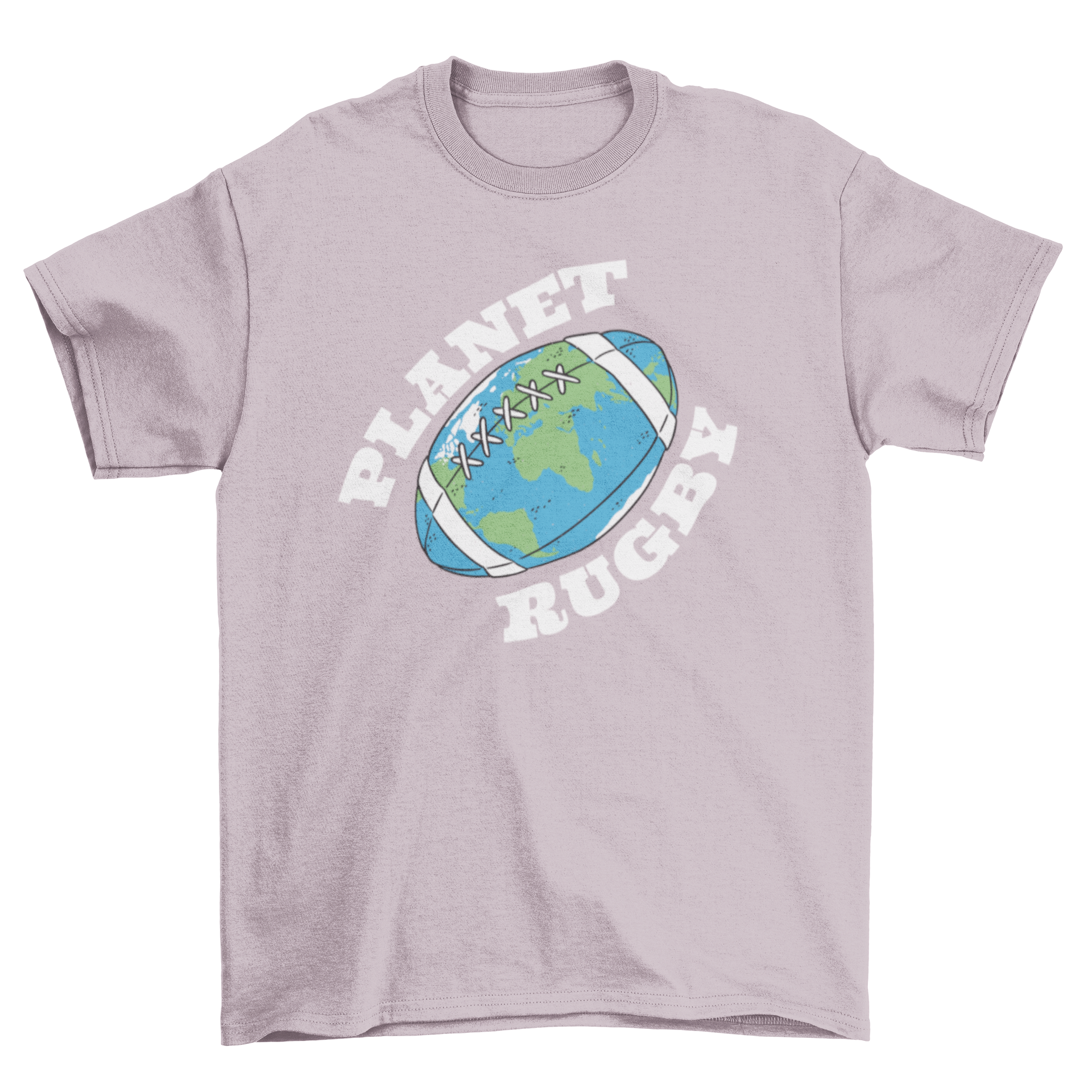 Planet Rugby T-shirt featuring a rugby ball design and the quote 'Planet Rugby'.