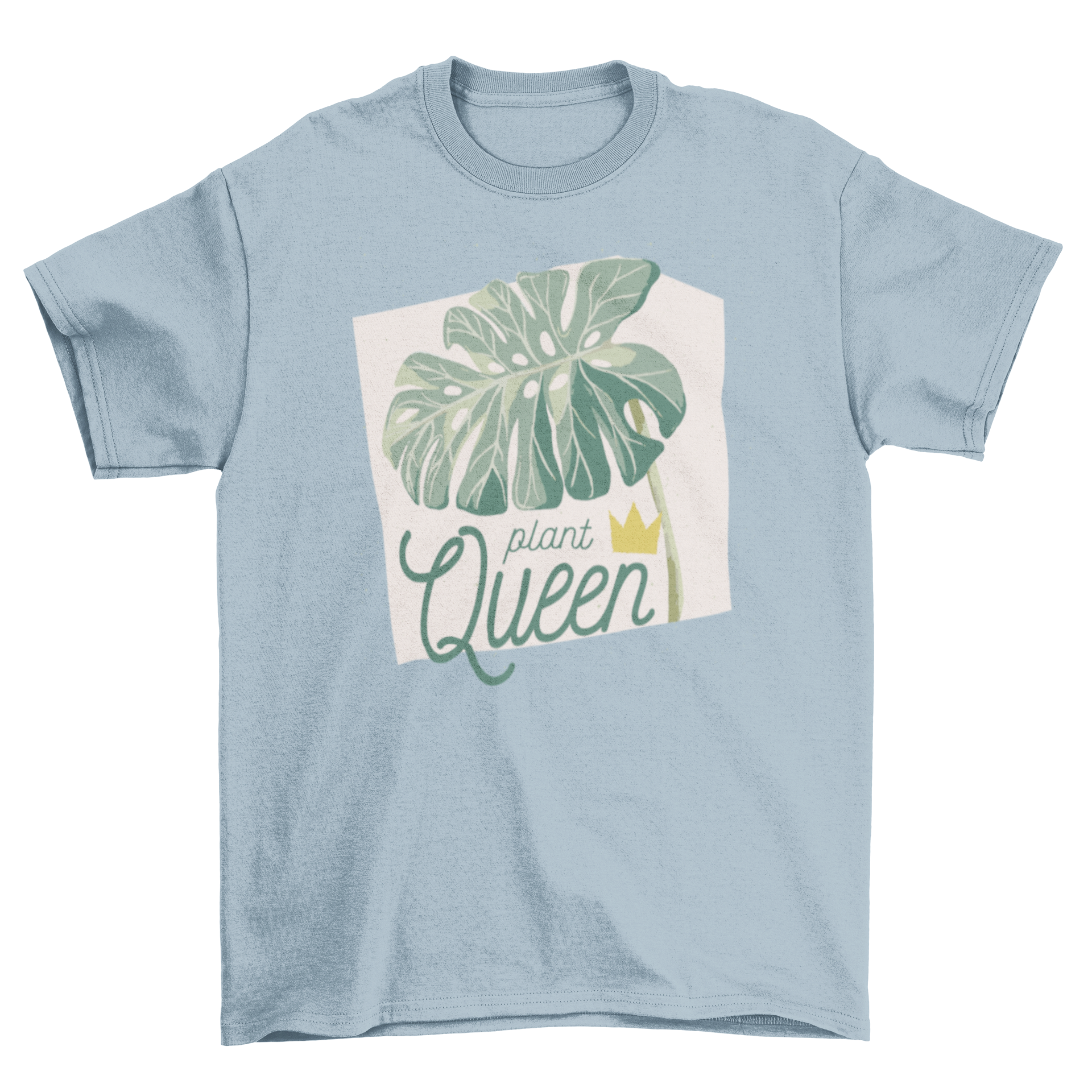 A stylish Plant Queen t-shirt featuring a leaf design and the caption 'Plant Queen', perfect for plant lovers.