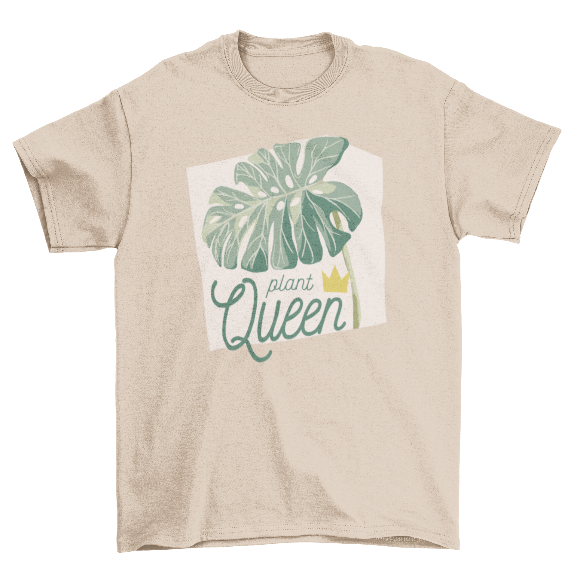 A stylish Plant Queen t-shirt featuring a leaf design and the caption 'Plant Queen', perfect for plant lovers.