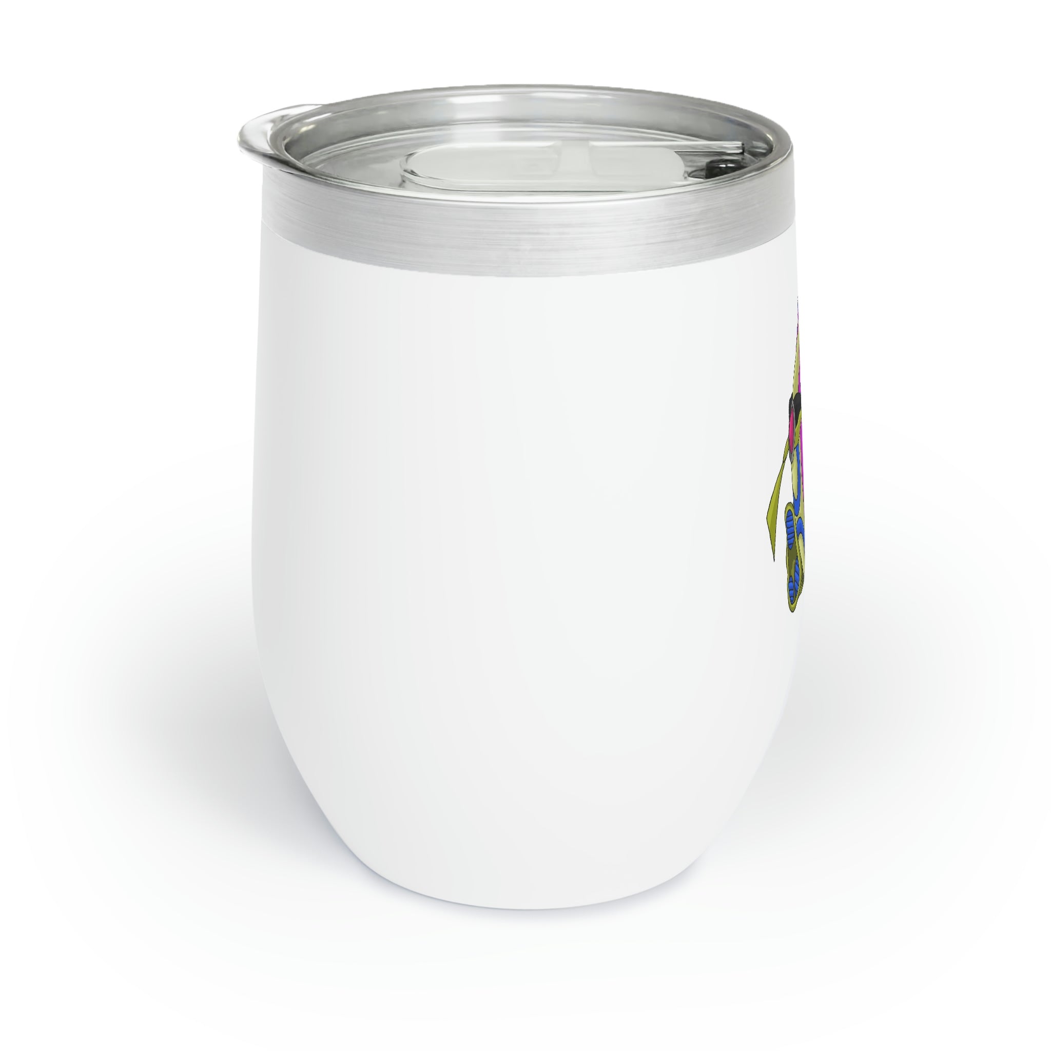 Platipus Chill Wine Tumbler in stainless steel with a sleek design, showcasing its double-insulated walls and customizable features.