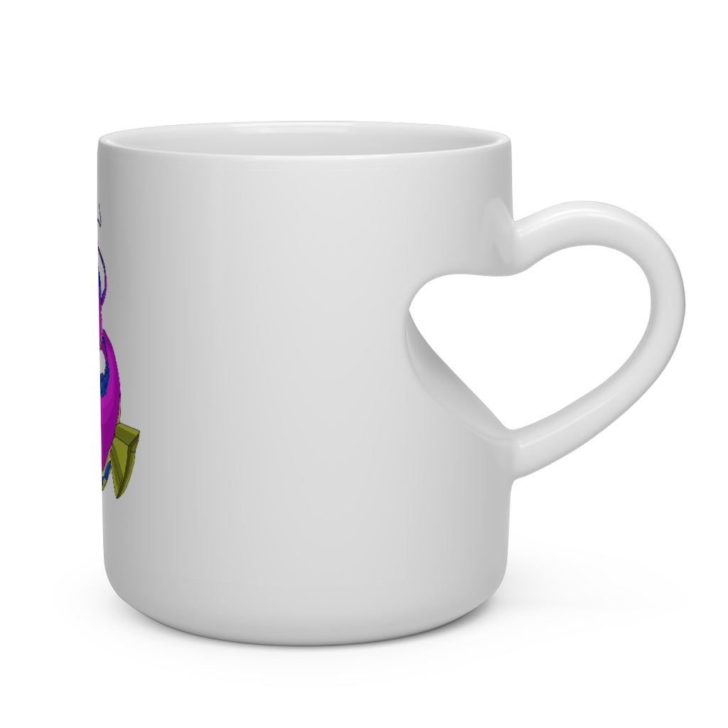 Platipus Heart Shape Mug featuring a white ceramic design with a heart-shaped handle, perfect for hot beverages.