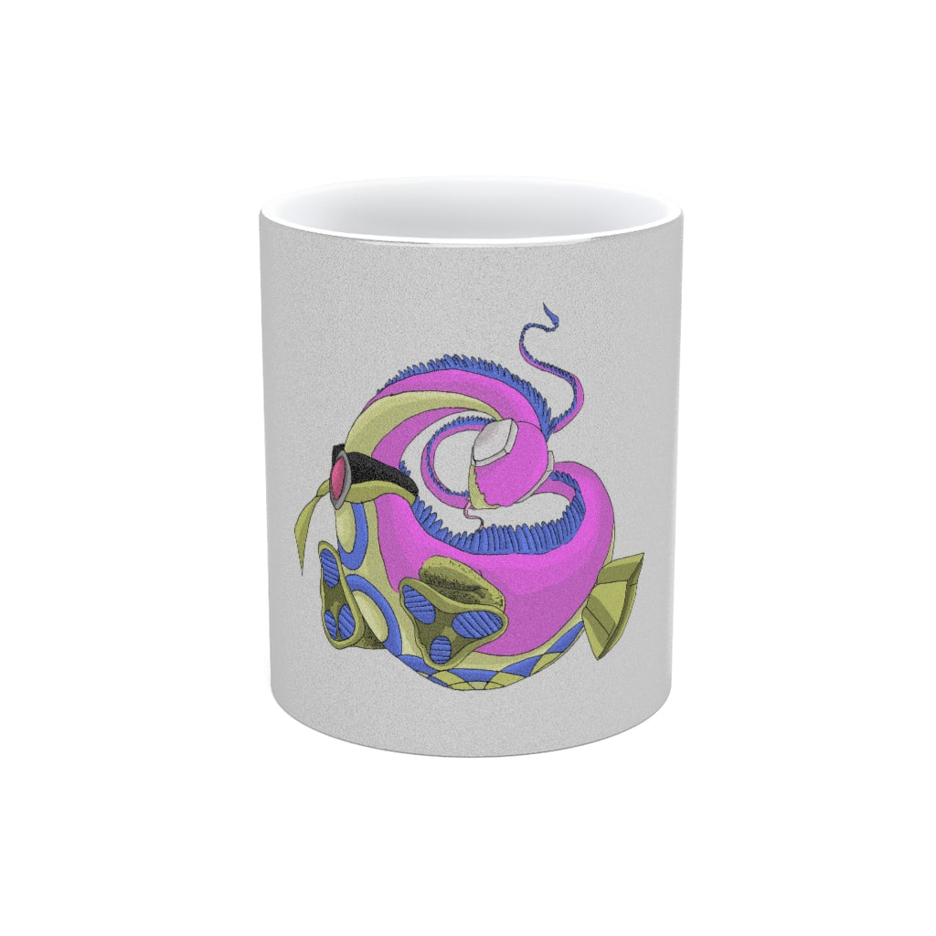 Platipus Metallic Mug in Silver and Gold, showcasing a sleek design with customizable sides and a comfortable C-handle.