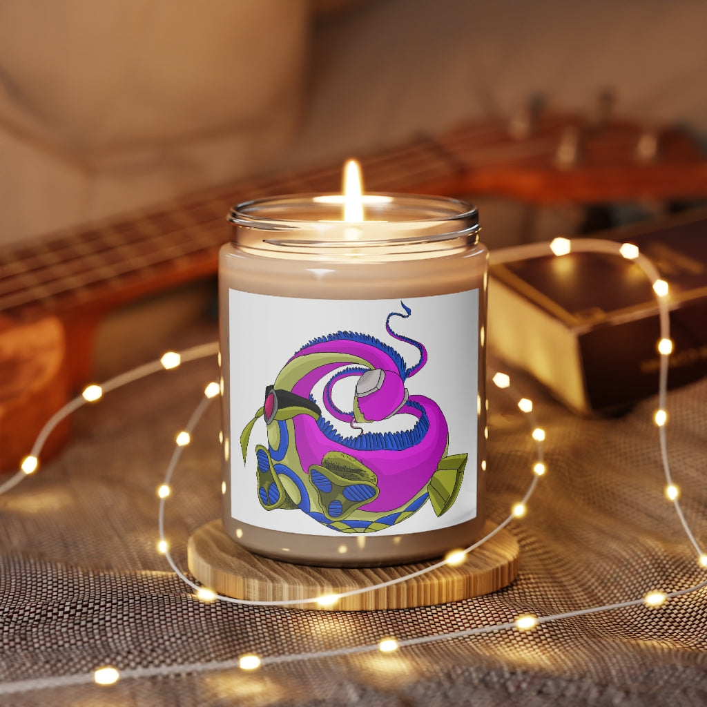 Platipus Scented Candle in a glass container, featuring a permanent adhesive label, available in Cinnamon Stick and Vanilla fragrances.