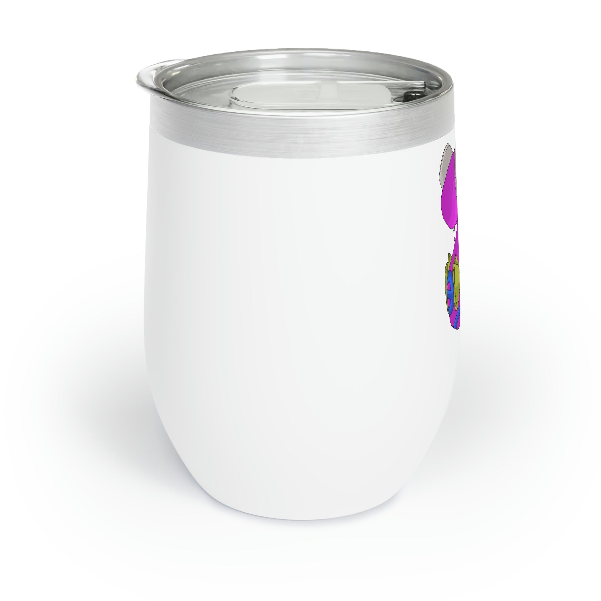 Plato Chill Wine Tumbler in stainless steel with a sleek design, showcasing its double-insulated walls and customizable surface.