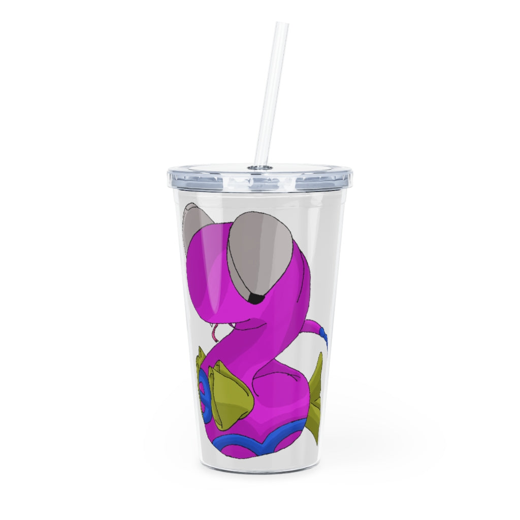 Plato Plastic Tumbler with Straw in vibrant colors, showcasing its customizable design and double wall insulation.