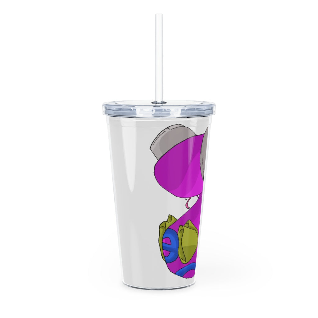 Plato Plastic Tumbler with Straw in vibrant colors, showcasing its customizable design and double wall insulation.